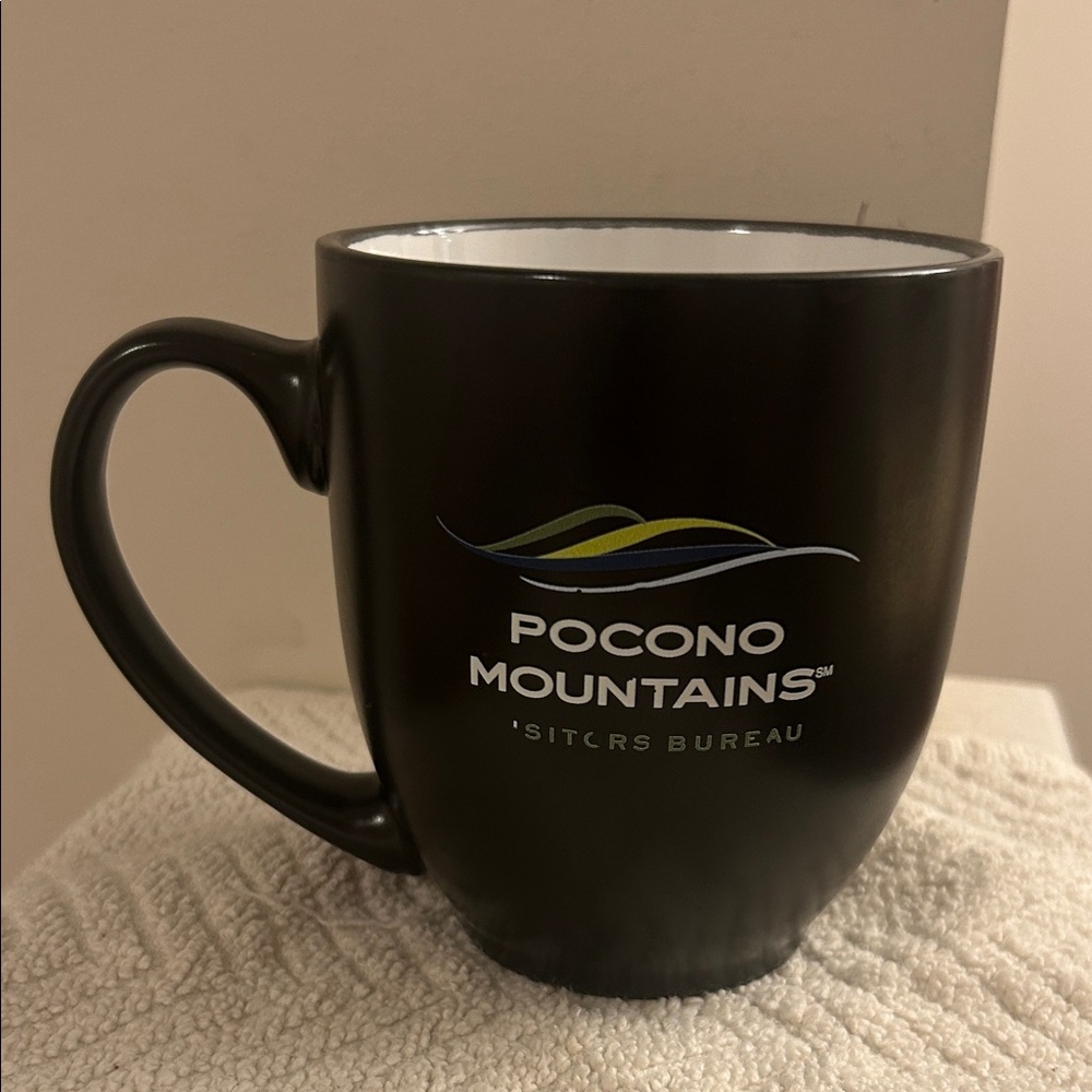 Pocono Television Network PTN Black White Ceramic Mug Dishwasher Safe 14 oz - Picture 2 of 4